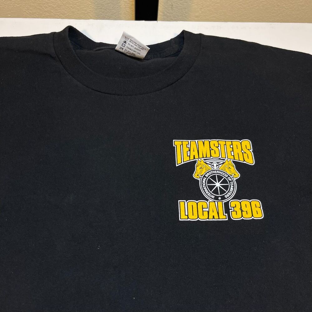 TEAMSTERS Local 396 Calif Long Sleeve T SHIRT Mens L Union Made in USA Bayside
